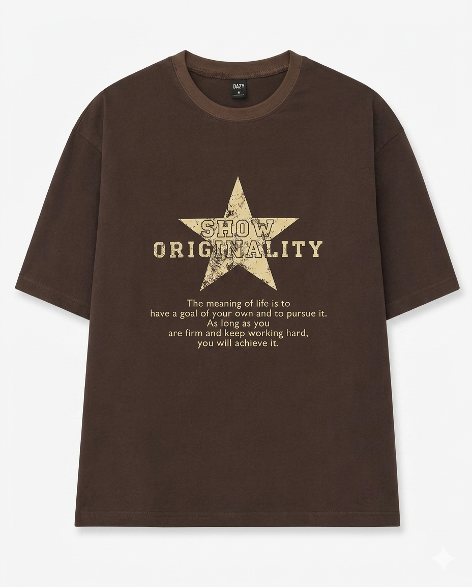 Remera Oversize "TRUE ORIGIN" Broun